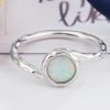JUDE 92 Sterling Silver Hammered Created Opal Wave Solitaire Wedding Engagement Ring (U)