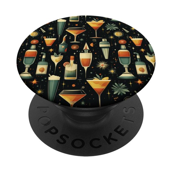 Mid Century Modern Cocktail Pattern - Retro Bar PopSockets Adhesive PopGrip