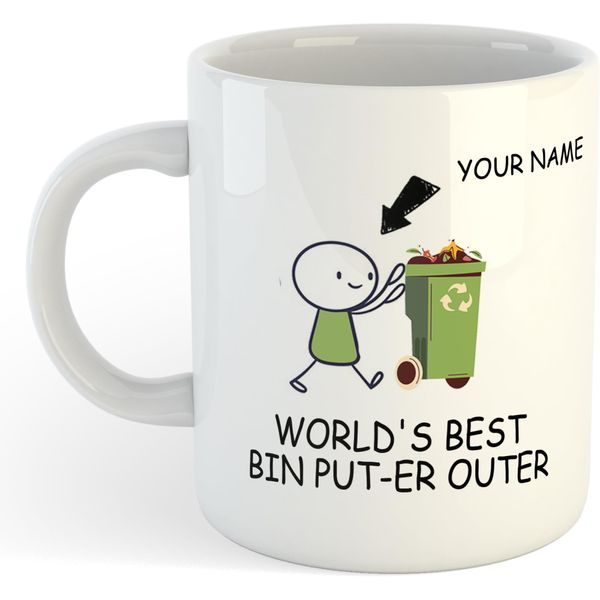Custom World's Best Bin Put-er Outer | Personalised Funny Gift Idea Cup Tea Coffee | 11oz White Mug