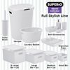 Superio 5L Small Ribbed Storage Bin- Plastic Storage Bin  (2 Pack, White Smoke)
