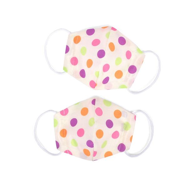 COLORFUL CANDY STYLE N5326162 Mask, For Kids, Girls, Antibacterial, Fabric, Elementary School Students, Pollen, Set of 2, Colorful Cute Large Dot (Off-White)