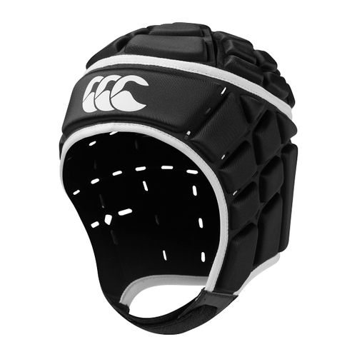 Canterbury Unisex Rugby Core Headguard | 360 Coverage | Soft-Edged Chin Strap | Designed Holes Aid Ventilation | Foam Padding, Black, XS