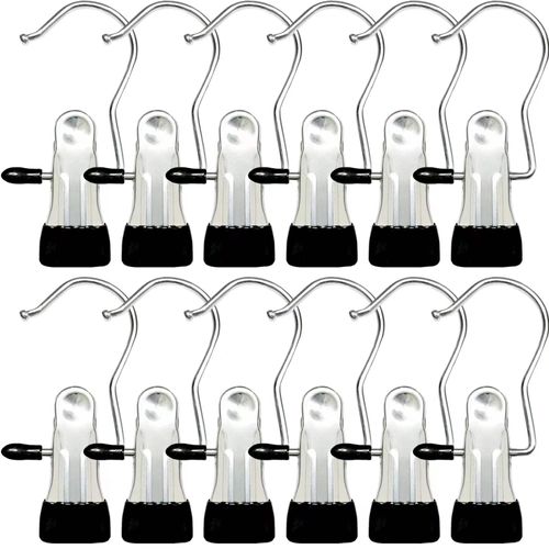 Boot Hangers for Closet, 12 Pack Hanging Hooks for Laundry, Towel Clips Boot Organizer for Home and Travel, Clothespins Clip Hangers for Pants Hats Socks Gloves