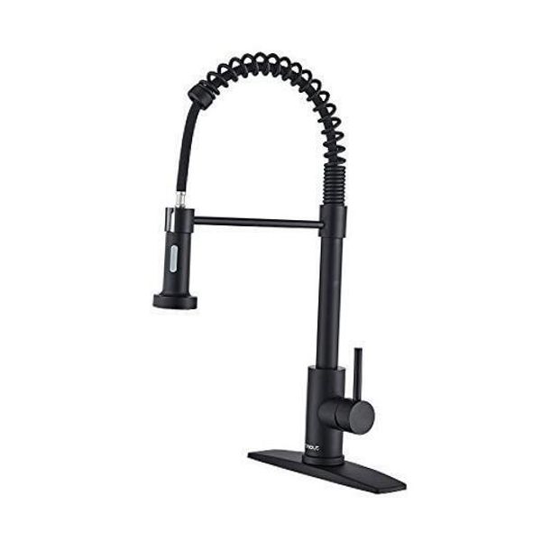 Kitchen Faucet with Pull Down Sprayer, Commercial Spring Kitchen Sink Black