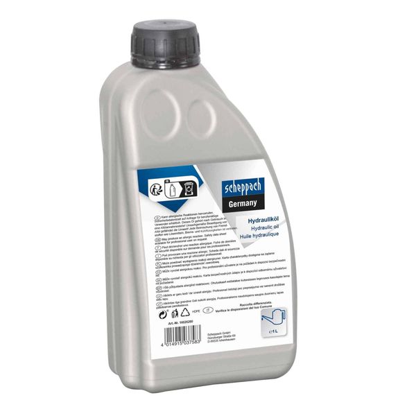 Original Scheppach hydraulic oil suitable for all wood splitters with hydraulic components, 1 litre, quality ISO 6743/4, viscosity 32