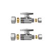 2 PCS 5/8" OD (1/2" NOM) X 3/8" OD 1/4TURN COMPRESSION STRAIGHT STOP VALVE