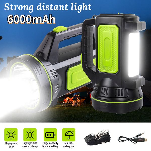 LED Strong Searchlight Flashlight Hand Lamp Rechargeable 2 Lighting Modes