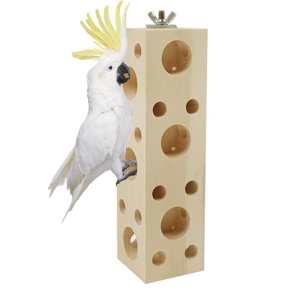 KeaJuidy Bird Wooden Block Chewing Toy Parrot Chewing Toy Wood Toys Foraging Training Toys for Small Animals Shredding Biting Wood Bird Cage Accessories Teething Toy for Lovebird Parakeets Cockatiels