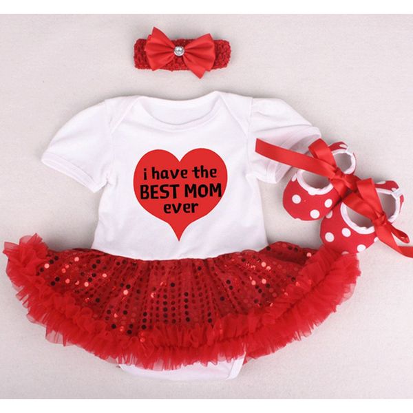 Reborn Baby Doll Clothes Outfit for 20-23 Inch Reborns Newborn Babies Matching Clothing Headband Mom Red Heart Tutu Dress Shoes Three-Piece Set