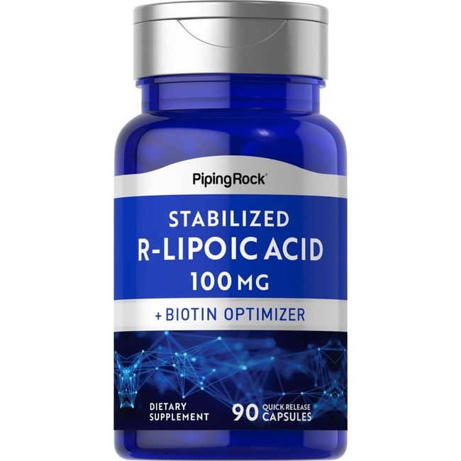 R-Alpha Lipoic Acid 100mg | 90 Capsules | with Biotin | by Piping Rock