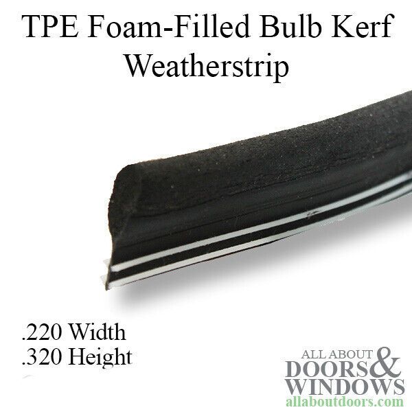 Weatherstrip For Doors and Windows Foam Filled Bulb .25 Inch Bulb Diameter