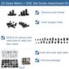 830PCS Screw Assortment Kit 25 Sizes Metric + SAE Set Internal Hex Drive Allen
