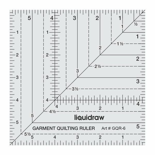 Liquidraw Square Quilting Ruler, Clear Acrylic Template, 6"