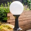 LITECRAFT Lancaster Post Light Outdoor Fitting with White Globe Shade - Black