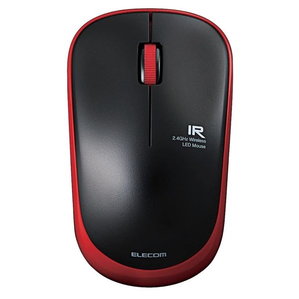 Elecom M-IR07DRRD Wireless Mouse, Includes Receiver, Size M, 3 Buttons, Infrared Sensor, Power Saving, Red