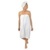 DII Women's Adjustable Microfiber Hair & Shower Wrap Combo, White