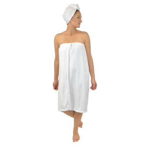 DII Women's Adjustable Microfiber Hair & Shower Wrap Combo, White