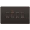 BG Black Nickel Screwless Custom Grid Switch Panel Kitchen Appliance 4 Gang