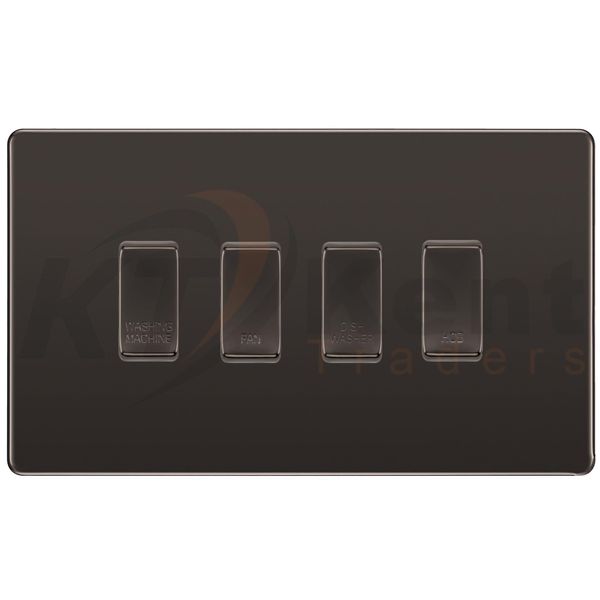BG Black Nickel Screwless Custom Grid Switch Panel Kitchen Appliance 4 Gang