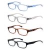 HEEYYOK Mens Reading Glasses Rectangular Frame +1.00 Readers Glasses For Men Spring Hinge Black Grey Blue Tortoise
