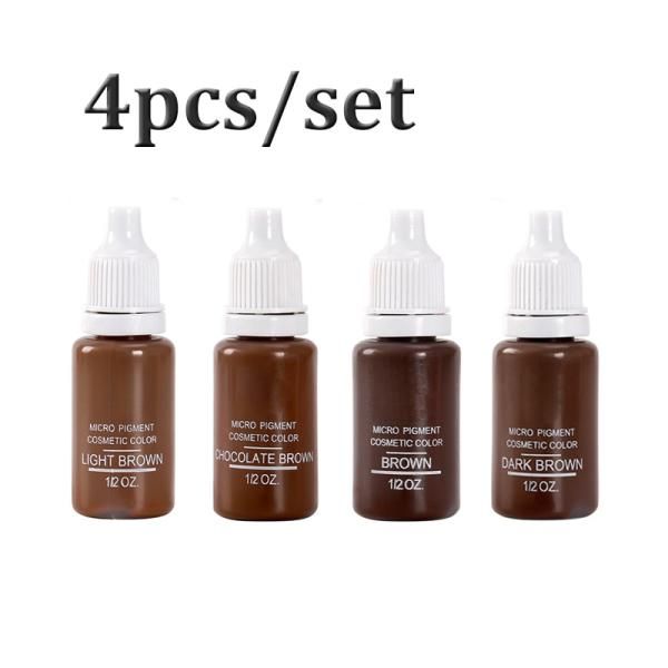 15ml Pigment Ink for Tattoo Eyebrow Eyeliner Semi-Permanent Makeup Mixed Colors 4pcs/set