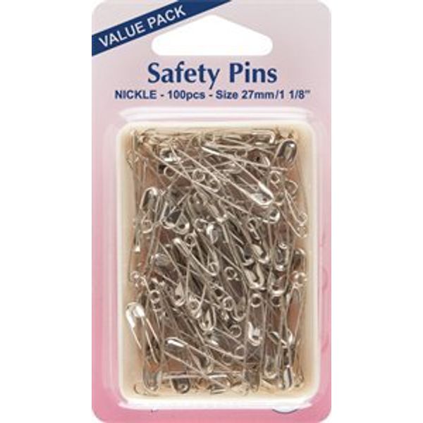 Hemline Safety Pins 27mm Extra Value Pack 100pcs
