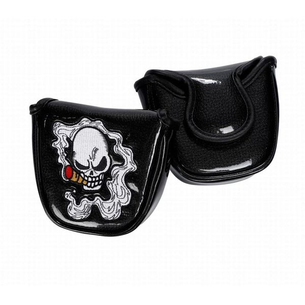 Anfang Enamel Skull Pattern Putter Cover for Mallet with Magnetic Closure (Black)