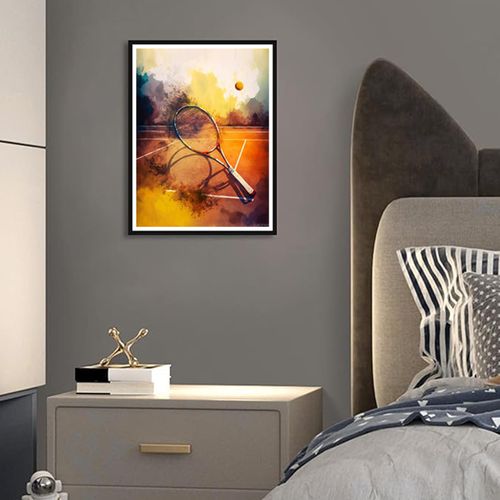 QACEYID Diamond Painting Kits for Adults, Tennis Racket 5D DIY Diamond Art Kits Full Drill Diamond for Gift Wall Decor Gem Arts Daily Life 12 x16inch