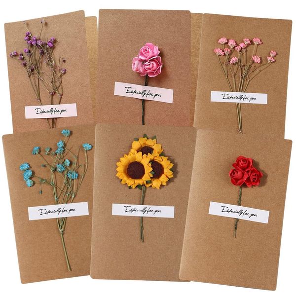 moin Moin 2104me161 Message Card, 2-Way Dried Flower, Flower Letter, Greeting Card, Envelope, Seal, String, Flower, Set of 9, brown simple card