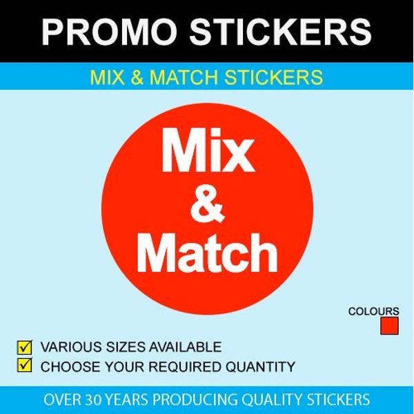 Mix & Match Stickers Available in 6 Sizes, 35mm, 100