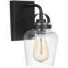 Craftmade Trystan 1 Light Wall Sconce, Flat Black/Clear - 53501-FB