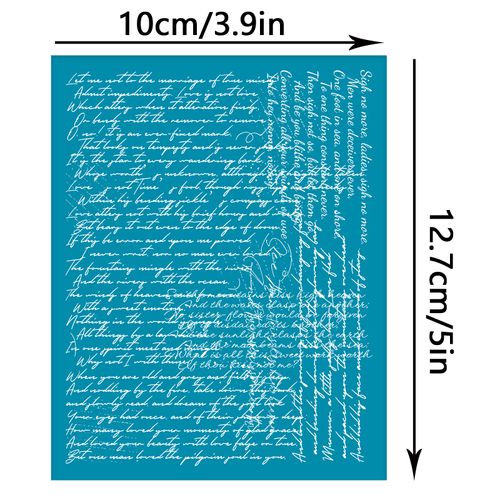 OLYCRAFT 4x5 Inch Script Writting Clay Stencils Small English Character Non-Adhesive Silk Screen Printing Stencil Poetry Clay Mesh Stencils Transfer Stencil for Polymer Clay Jewelry Earring Making