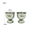 Egg Cups, Mr and Mrs Egg Cup Holder Stainless Steel Egg Holders Easter Egg Stand for Breakfast 2pcs (Silver)