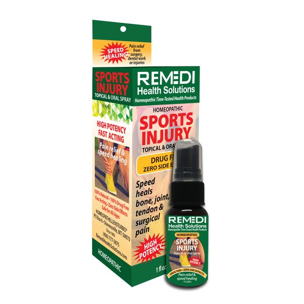 Remedi Health Solutions Sport Injury Topical/Oral Spray Natural Homeopathic 1 oz