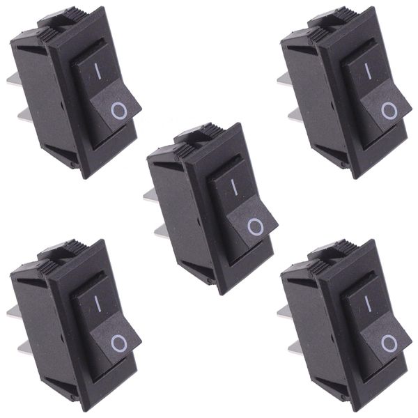 On-Off Rectangle Rocker Switch SPST 6A 250VAC Electronics (Pack of 5)