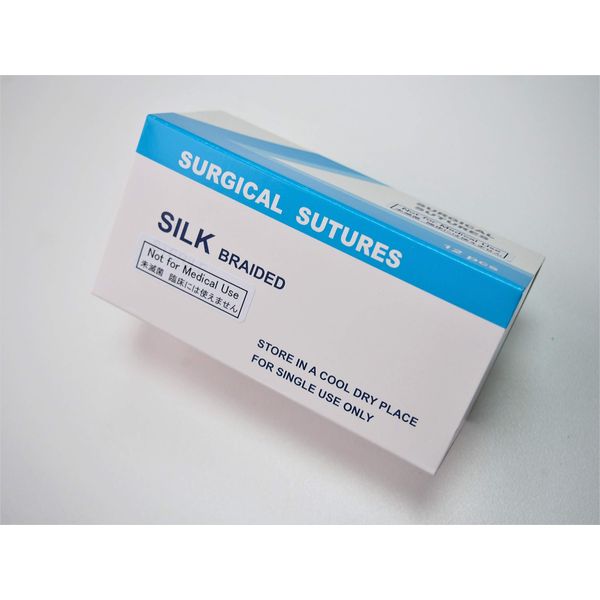 For Surgical Suture Practice, Suture Needles, Suture Thread, Silk Yarn, Black, 12 Pieces per Box, Silk Braided (1 Box)