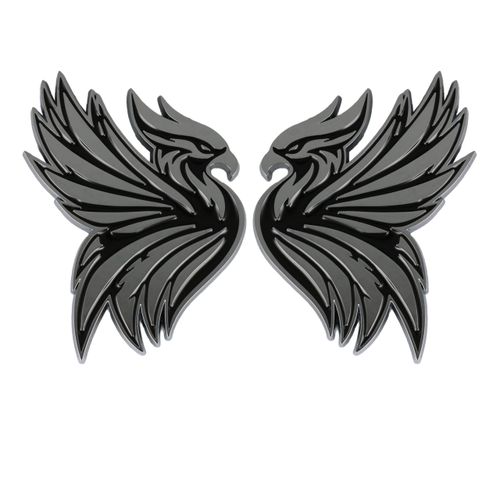 Phoenix Emblem 3D Bird Badge, Custom Car Decal Sticker – Durable Exterior Trunk, Hood, Fender for Car, Truck, SUV (Set of 2) (Chrome)