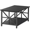 Farmhouse Style Coffee Table Rectangular Space Saving w/ Storage Shelf Black 39"