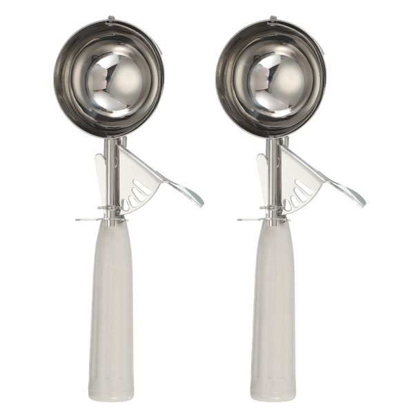 sourcing map 2 Pcs Cookie Scoops, Ice Cream Scoop with Trigger for Baking Cookie Dough Rice Pudding Kitchen Gadget, Beige