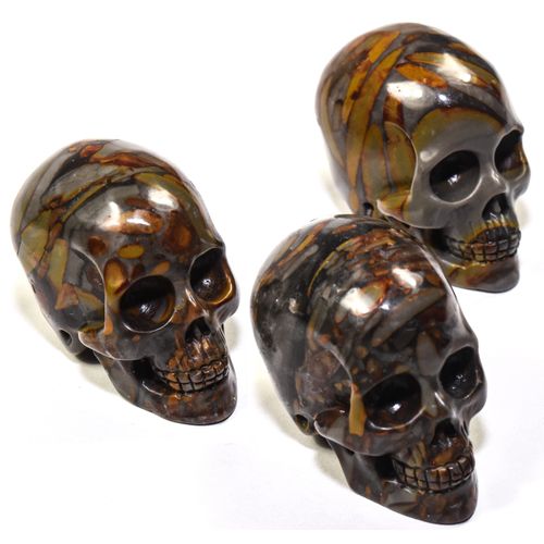 1PC 45mm Bamboo Leaf Jasper Human Skull Polished Natural Hand Carved Gemstone Snak Jade Fossil Crystal Mineral Decorative Figurine Specimen - China