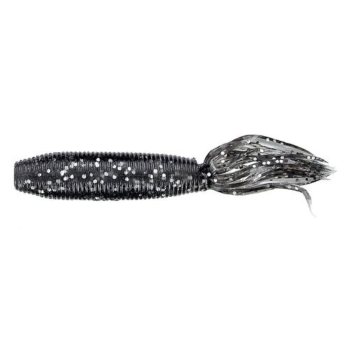 Gary Yamamoto 4" Fat Ika - Realistic Soft Plastic Fishing Lure Baits with Grub-Style Body and Tube-Style Skirt - 10 Pack, Smoke with Large Silver