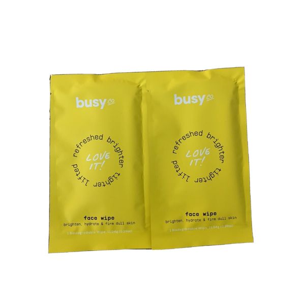 Busy Co Face Wipes Brighten, Hydrate & Firm Dull Skin Sealed Packets - 2 Wipes