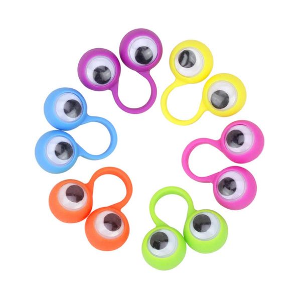 Googly Eye Rings Finger Puppets Eye On Rings Googly Eyeball Ring Eye Puppet Finger Toys for Kids Favor (20Pcs Random Color)