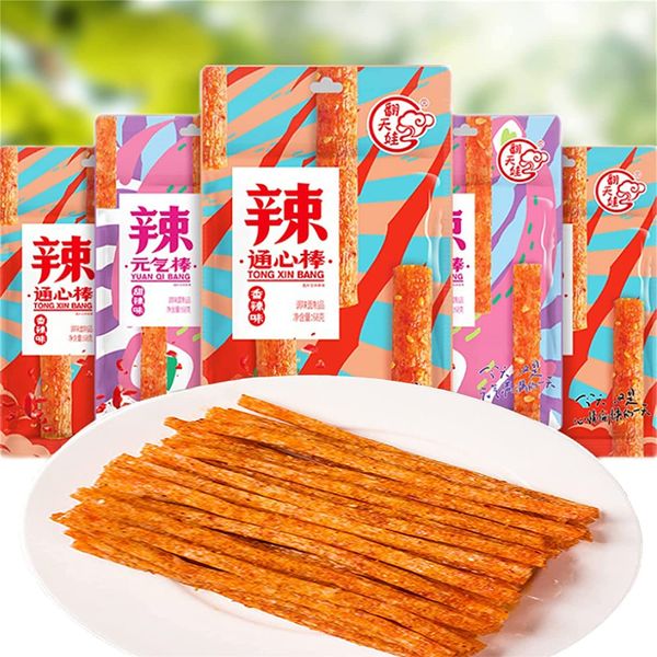 Tijo Latiao Chinese Sweets, Chinese Sweets, 2.4 oz (68 g) x 2 Bags: Mairikyu Foods Small Meals Small Foods Smooth Face Muscles Sweet & Spicy Original Stub, Base Food, Rice, Snacks, Hunan Specialty,