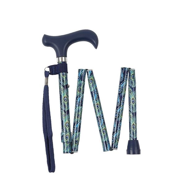 Charles Buyers Handbag Sized Folding Walking Stick - Peacock