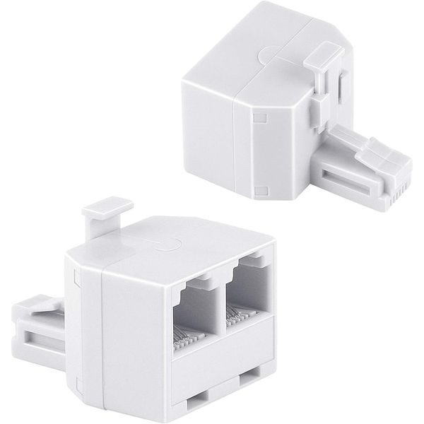 Uvital RJ11 Duplex Wall Jack Adapter Dual Phone Line Splitter Wall Jack Plug 1 to 2 Modular Converter Adapter for Office Home Fax Model Cordless Phone System, White(2 Pack)