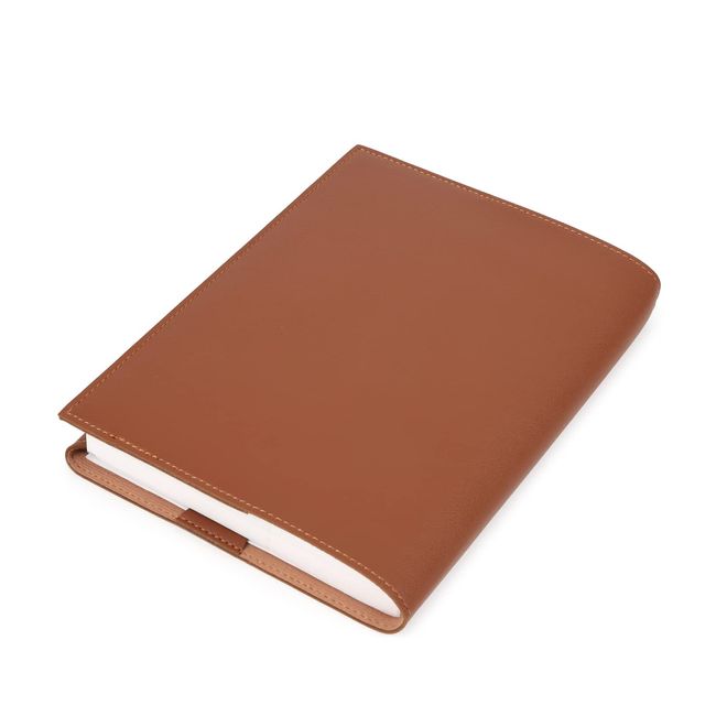 Book Cover, Adjustable Thickness, Bookmark Included, Synthetic Leather (A5 Brown)