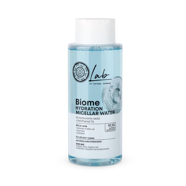 LAB BIOME Hydration Micellar Water - Moisturising Face Cleanser with Angelica, Winter Linden & Thyme - Gentle Cleansing & Care - 400 ml