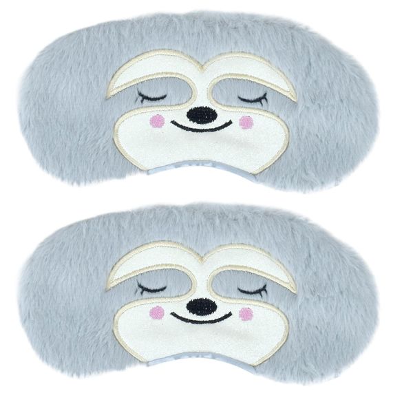 2 Pcs Eye Mask for Sleeping, Funny Blindfold, Soft Silk Plush Sleep Eye Mask for Girls, Women, Men, Kids (Grey Sloth 2Pcs)