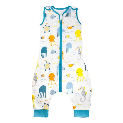 MOEMOE BABY Sleeping Bag with Legs 0.5 Tog Sleeping Bag with Feet Summer Sleeping Bag Toddler Sleep Sack Cotton Sleeveless Wearable Blanket,Jellyfish Blue,M,18-36 Month